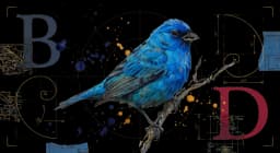 Indigo Bunting perched on a prairie twig in side profile, vivid electric blue plumage, watercolor on warm parchment